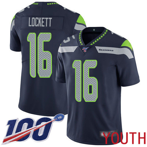 Seattle Seahawks Limited Navy Blue Youth Tyler Lockett Home Jersey NFL Football #16 100th Season Vapor Untouchable->women nfl jersey->Women Jersey